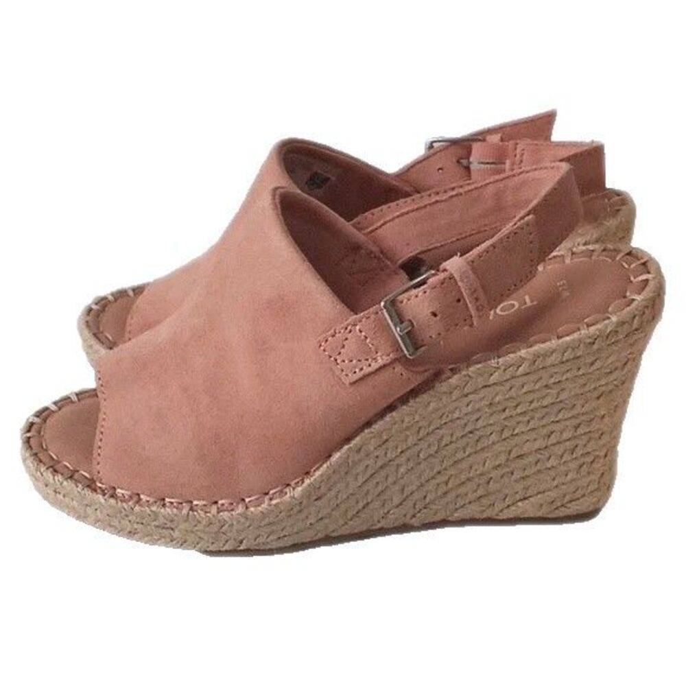 TOMS Women’s Monica Blush Pink Suede Espadrille Wedge Sandals Size 7.5 - Picture 5 of 16